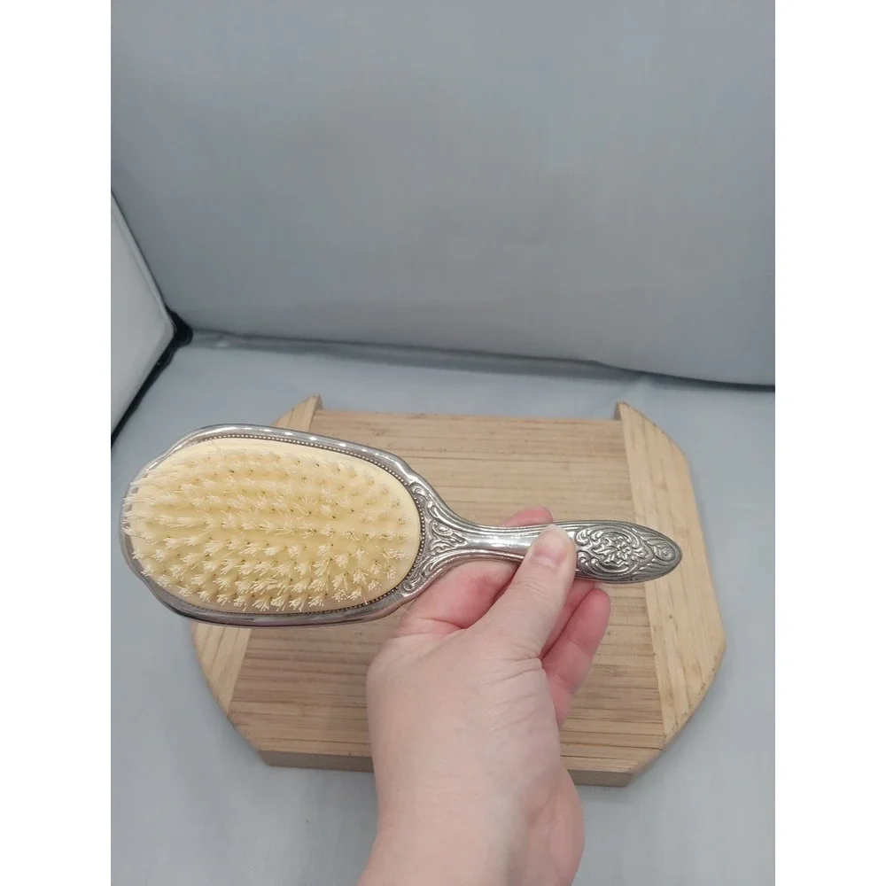 Vintage Silver Plated Hair Brush Decorative Dresser‎ Brush Mid-Century